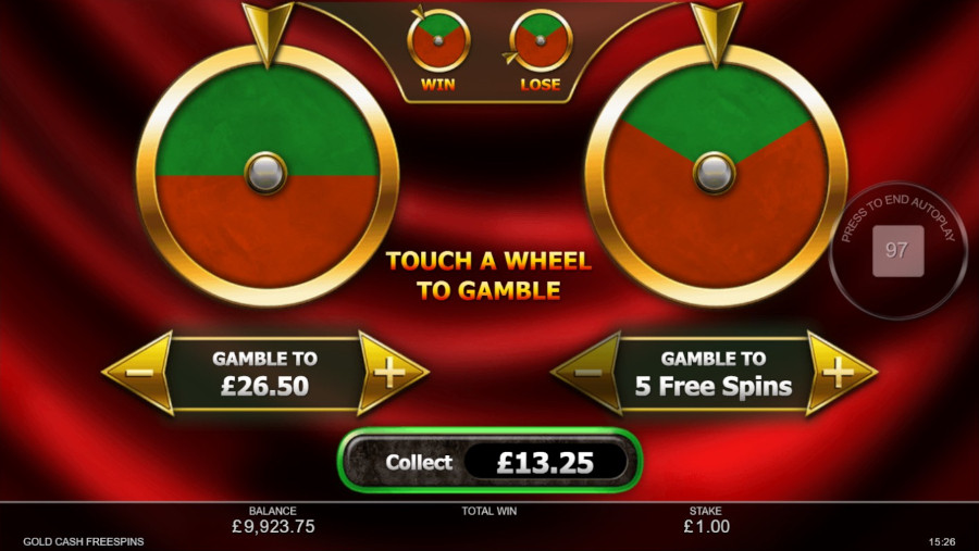 Gold Cash Freespins Gamble Wheel - -