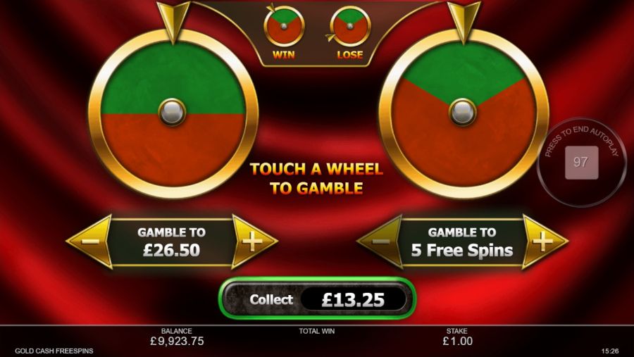 Gold Cash Freespins Gamble Wheel - -