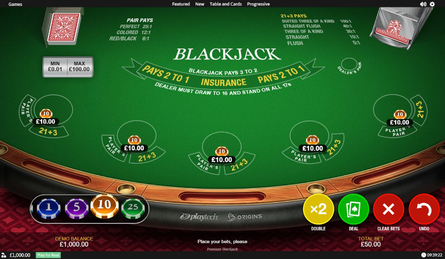 Play Premium Blackjack Table Game Coral.co.uk