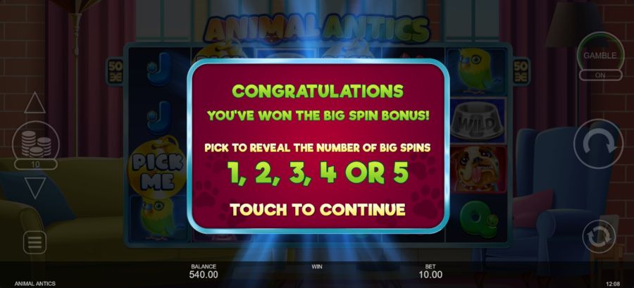 Animal Antics Big Spin Bonus Triggered - -