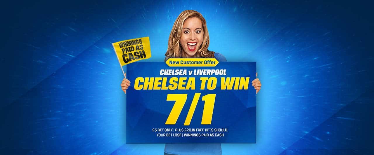 New customer offer: 7/1 says Chelsea to beat Liverpool
