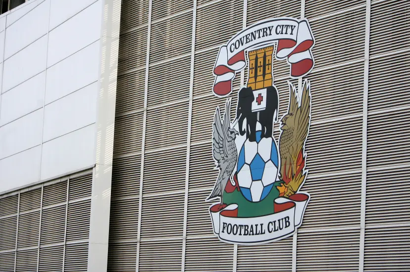General view of the Coventry City logo on the side of the Ricoh Arena